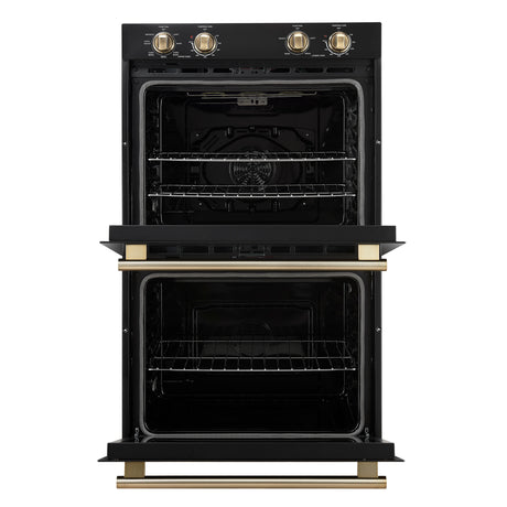 Forno Vomero 30-Inch Double Wall Oven, Black, 10 cu.ft Total Capacity, 7100W Convection, Mechanical Controls, Manuel Steam Clean