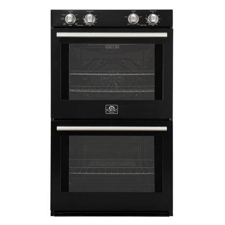 Forno Vomero 30-Inch Double Wall Oven, Black, 10 cu.ft Total Capacity, 7100W Convection, Mechanical Controls, Manuel Steam Clean