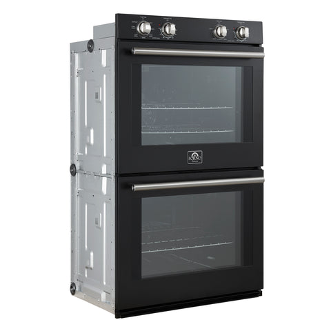 Forno Vomero 30-Inch Double Wall Oven, Black, 10 cu.ft Total Capacity, 7100W Convection, Mechanical Controls, Manuel Steam Clean