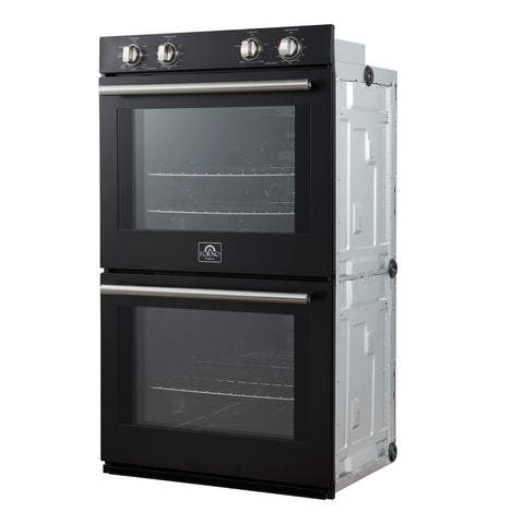 Forno Vomero 30-Inch Double Wall Oven, Black, 10 cu.ft Total Capacity, 7100W Convection, Mechanical Controls, Manuel Steam Clean