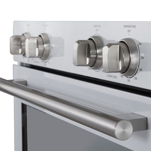 Forno Vomero 30-Inch Double Wall Oven, White, 10 cu.ft Total Capacity, 7100W Convection, Mechanical Controls, Manuel Steam Clean