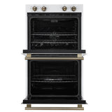 Forno Vomero 30-Inch Double Wall Oven, White, 10 cu.ft Total Capacity, 7100W Convection, Mechanical Controls, Manuel Steam Clean