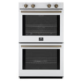 Forno Vomero 30-Inch Double Wall Oven, White, 10 cu.ft Total Capacity, 7100W Convection, Mechanical Controls, Manuel Steam Clean