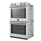 Forno Vomero 30-Inch Double Wall Oven, White, 10 cu.ft Total Capacity, 7100W Convection, Mechanical Controls, Manuel Steam Clean