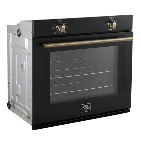 Forno Vomero 30-Inch Wall Oven, Black, 5 cu.ft Capacity, 3550 Watts Convection, Mechanical Controls, Manuel Steam Clean