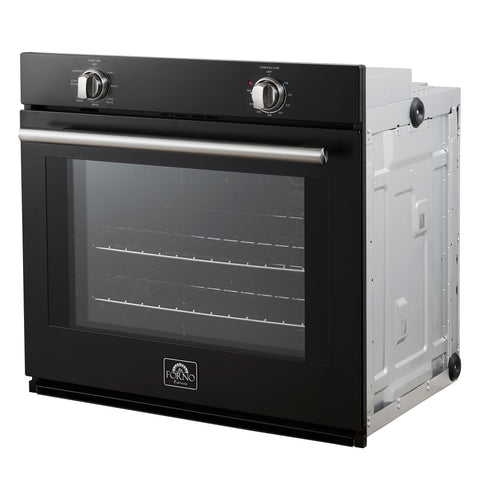 Forno Vomero 30-Inch Wall Oven, Black, 5 cu.ft Capacity, 3550 Watts Convection, Mechanical Controls, Manuel Steam Clean
