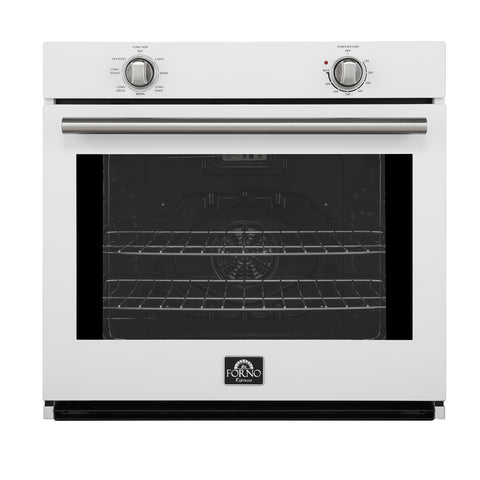 Forno Vomero 30-Inch Wall Oven, White, 5 cu.ft Capacity, 3550 Watts Convection, Mechanical Controls, Manuel Steam Clean