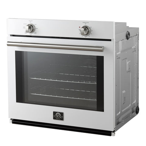 Forno Vomero 30-Inch Wall Oven, White, 5 cu.ft Capacity, 3550 Watts Convection, Mechanical Controls, Manuel Steam Clean