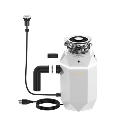 FORNO ACQUA BrightDIAMOND Moonstone 1HP Super Quiet Garbage Disposal Corded with Motion Sensor Cabinet Light & Pre-Wired Air Switch