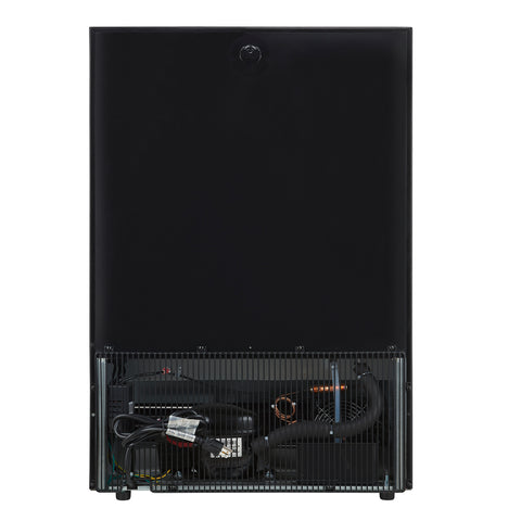 Forno Frescolino 24 Inch Beverage Cooler, Black with Antique Brass Handles, with LED Lighting, Triple Glass Door, 188 Can Capacity, Built-In or Freestanding