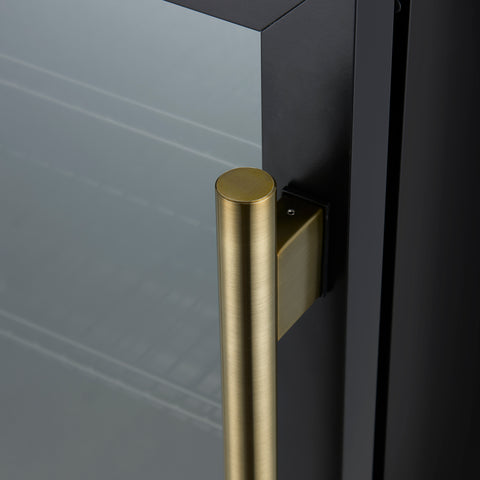 Forno Frescolino 24 Inch Beverage Cooler, Black with Antique Brass Handles, with LED Lighting, Triple Glass Door, 188 Can Capacity, Built-In or Freestanding