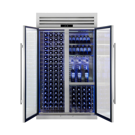 FORNO Abruzzo 48" Wine Cooler, Dual Zone, 30 cu.ft., 130 bottles, Display & Service Shelves, Stemware Racks, Rust resistant