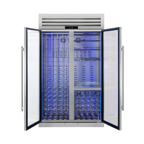 FORNO Abruzzo 48" Wine Cooler, Dual Zone, 30 cu.ft., 130 bottles, Display & Service Shelves, Stemware Racks, Rust resistant