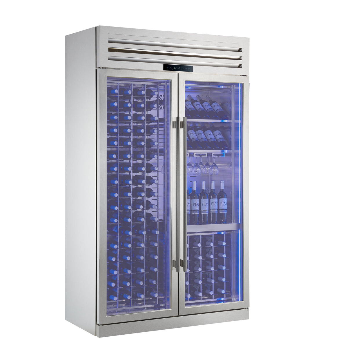 FORNO Abruzzo 48" Wine Cooler, Dual Zone, 30 cu.ft., 130 bottles, Display & Service Shelves, Stemware Racks, Rust resistant