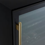 Forno Bacchino 24 Inch Wine Cooler, Black with Antique Brass Handles, with LED Lighting, Triple Glass Door, 51 Bottle Capacity, Built-In or Freestanding