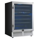 Forno Bacchino 24 Inch Wine Cooler, Stainless Steel, with LED Lighting, Triple Glass Door, 51 Bottle Capacity, Built-In or Freestanding