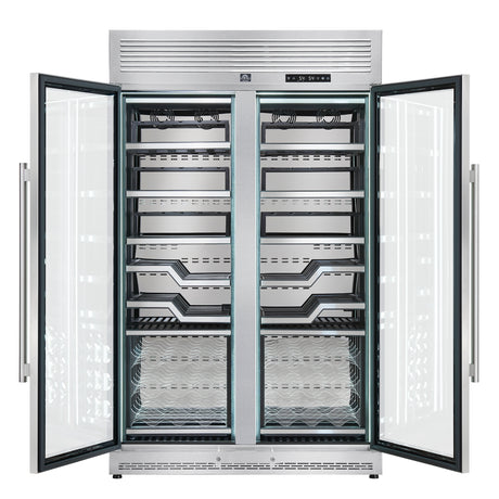 FORNO Abruzzo 48-Inch Dual Zone Wine Cellar, 102 Bottles, 24 cu. ft., Clear Acrylic Holders & Stainless Trim Shelves