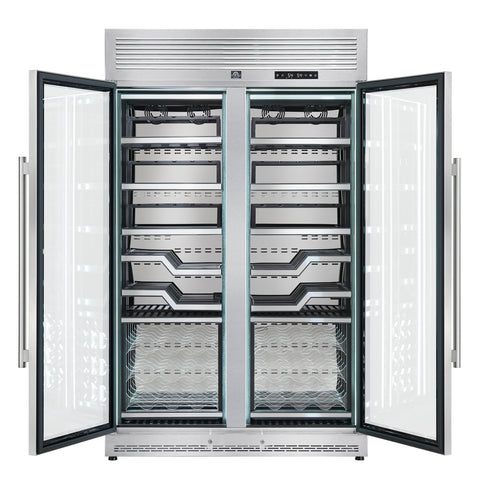 FORNO Abruzzo 48-Inch Dual Zone Wine Cellar, 102 Bottles, 24 cu. ft., Clear Acrylic Holders & Stainless Trim Shelves