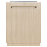 ZLINE Autograph Edition 24" Monument Series 3rd Rack Top Touch Control Tall Tub Dishwasher in Custom Panel Ready with Champagne Bronze Handle, 45dBa (DWMTZ-24-CB)