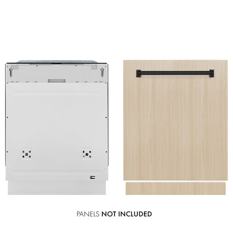 ZLINE Autograph Edition 24" Monument Series 3rd Rack Top Touch Control Tall Tub Dishwasher in Custom Panel Ready with Matte Black Handle, 45dBa (DWMTZ-24-MB)