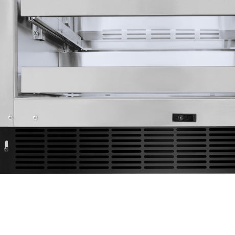 ZLINE Autograph Edition 24 in. Touchstone 151 Can Beverage Fridge with Black Stainless Steel Glass Door and Champagne Bronze Helix Handle (RBSOZ-BS-24-KCB)