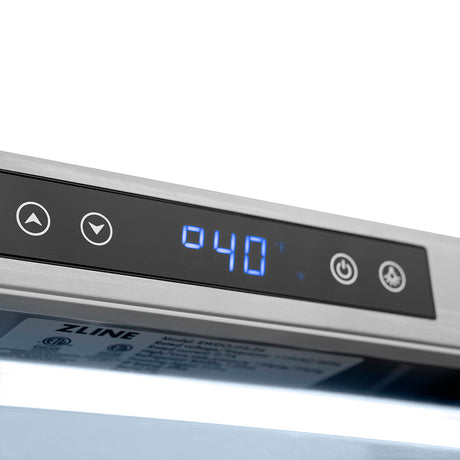 ZLINE Autograph Edition 24 in. Touchstone Dual Zone 44 Bottle Wine Cooler with Stainless Steel Glass Door and Champagne Bronze Helix Handle (RWDOZS-24-KCB)