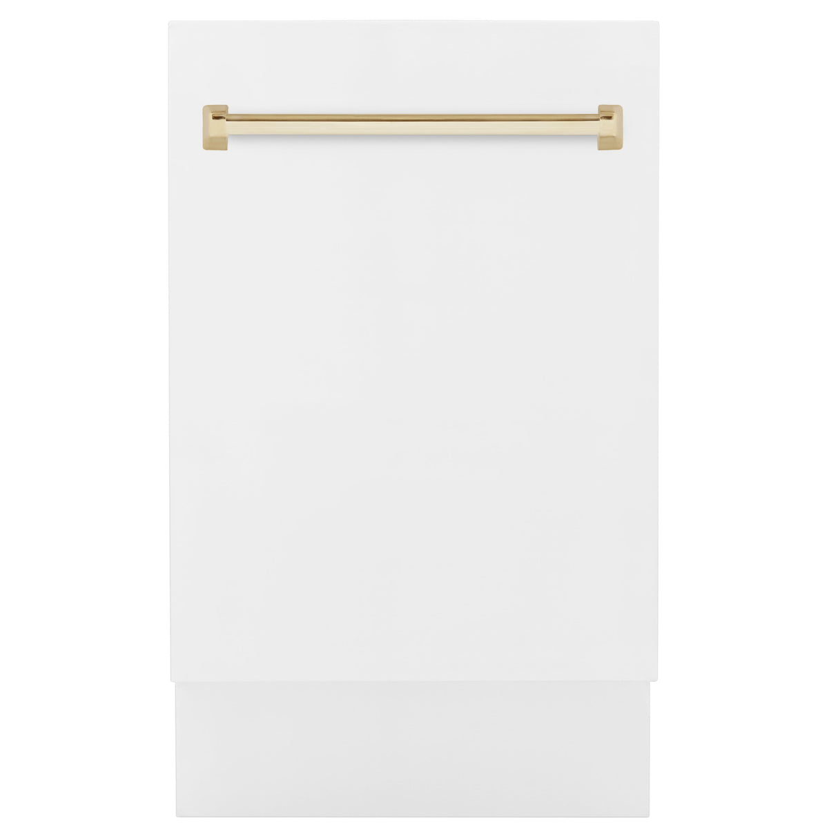 ZLINE Autograph Edition 18” Tallac Series 3rd Rack Top Control Built-In Dishwasher in White Matte with Polished Gold Handle, 51dBa (DWVZ-WM-18-G)