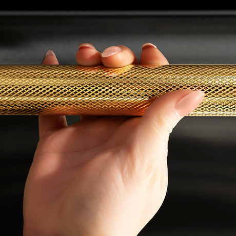 ZLINE Autograph Edition 24 in. Monument Series 3rd Rack Top Touch Control Tall Tub Dishwasher in Black Stainless Steel with Polished Gold Helix Handle, 45dBa (DWMTZ-BS-24-KG)