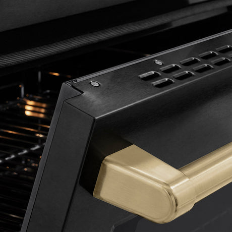 ZLINE Autograph Edition 24 in. 3.2 cu. ft. Paramount Induction Range with 3 Element Cooktop and Electric Convection Oven in Black Stainless Steel with Champagne Bronze Accents (SINRBZ-24-CB)