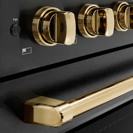 ZLINE Autograph Edition 30 in. 4.2 cu. ft. Paramount Induction Range with 4 Element Cooktop and Electric Convection Oven in Black Stainless Steel with Polished Gold Accents (SINRBZ-30-G)