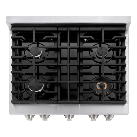 ZLINE 30 in. 4.2 cu. ft. Paramount Gas Range with 4 Burner Cooktop and Convection Gas Oven in Stainless Steel (SGR30)