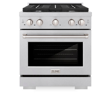 ZLINE 30 in. 4.2 cu. ft. Paramount Gas Range with 4 Burner Cooktop and Convection Gas Oven in Satin Stainless Steel (SGRS-30)