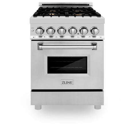 ZLINE 24 in. 2.8 cu. ft. Legacy Dual Fuel Range with 4 Burner Gas Cooktop and Electric Convection Oven (RA-BR-GR-24)